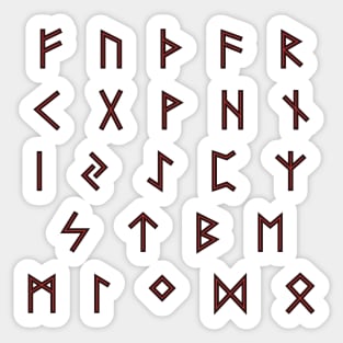 Futhark Rune Alphabet Stickers in Burnt Wood and Blood Sticker